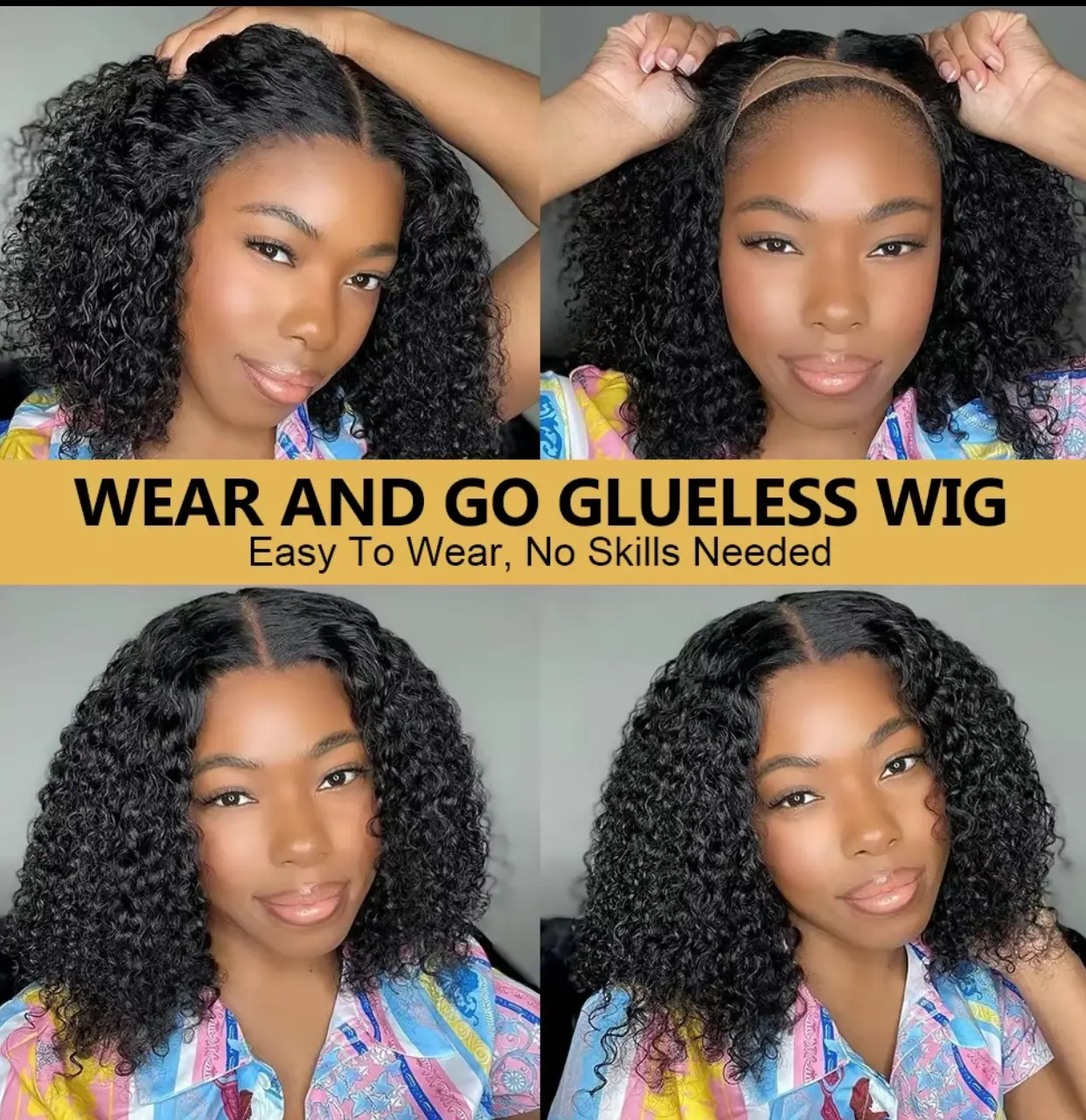 Wear and Go Glueless Bob Wigs Human Hair Pre Plucked Pre Cut Short Bob Lace Front Wigs 5x5 Hd Lace Closure Wigs Human Hair for Beginners Natural Black - Image 3