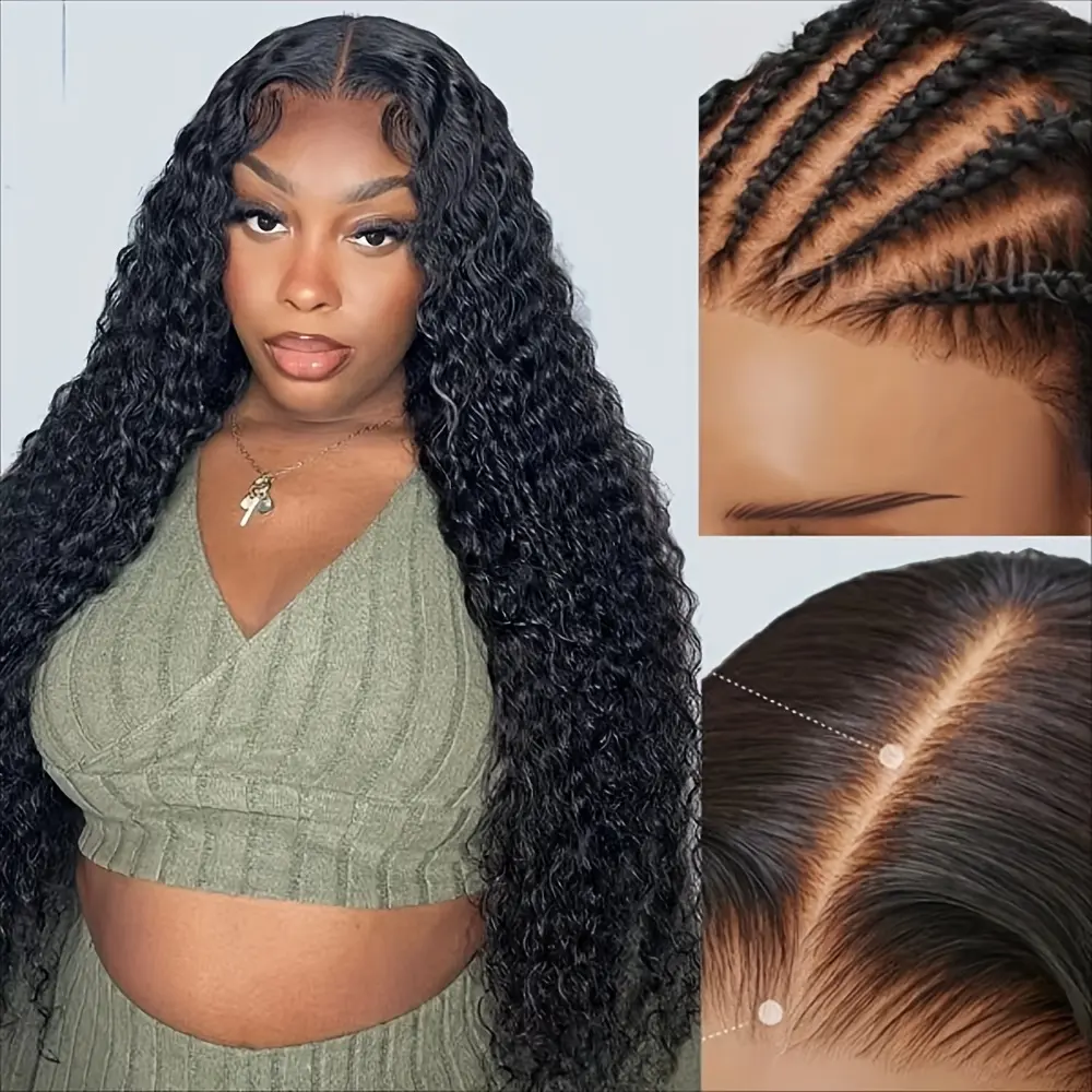 5X5 Water Wave Lace Closure Wigs Human Hair Upgraded Glueless Wig Wear And Go Glueless Wigs Human Hair Pre Plucked Pre Cut Ready to Wear Glueless HD Lace Front Wigs for Women 180% Density - Image 3