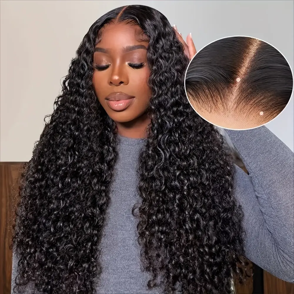 5X5 Water Wave Lace Closure Wigs Human Hair Upgraded Glueless Wig Wear And Go Glueless Wigs Human Hair Pre Plucked Pre Cut Ready to Wear Glueless HD Lace Front Wigs for Women 180% Density - Image 4