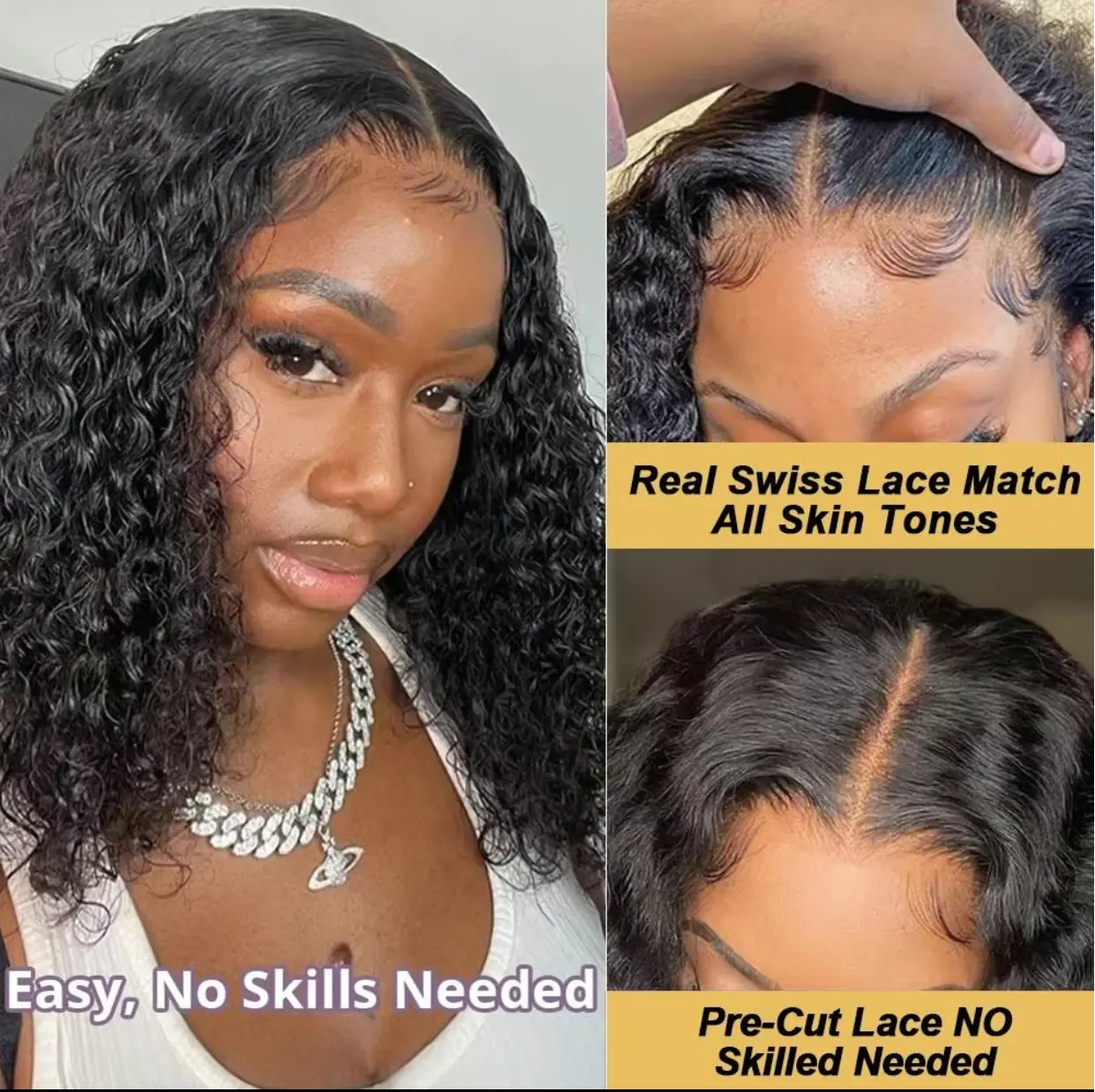 Wear and Go Glueless Bob Wigs Human Hair Pre Plucked Pre Cut Short Bob Lace Front Wigs 5x5 Hd Lace Closure Wigs Human Hair for Beginners Natural Black - Image 5