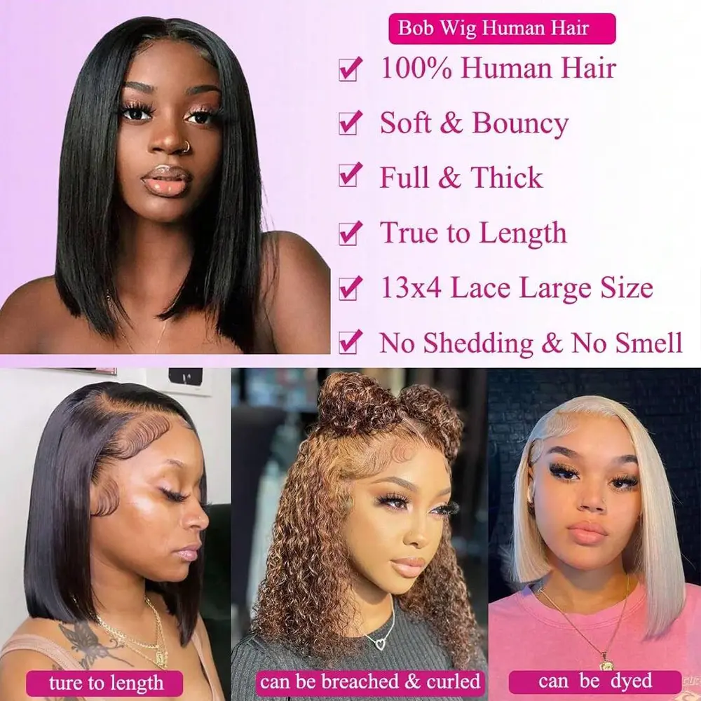 Bob Wig Human Hair 13x4 HD Lace Front BOB Body Wave Wigs for Black Women Glueless Pre-Plucked Human Hair Natural Hairline - Image 7