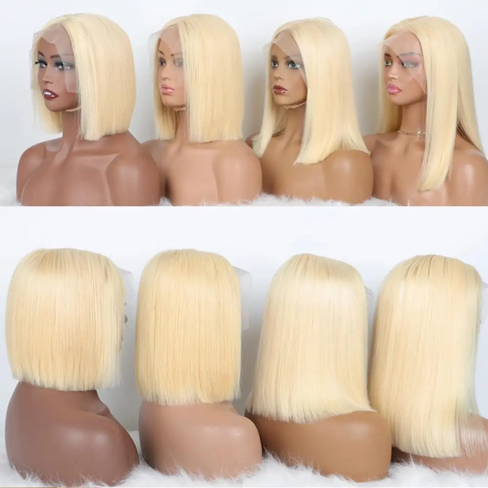 613 Blonde Bob Wig Human Hair Short Straight 13X4 Lace Front Wigs for Women 100% Human Hair Soft Natural Look Adjustable Straps - Image 7