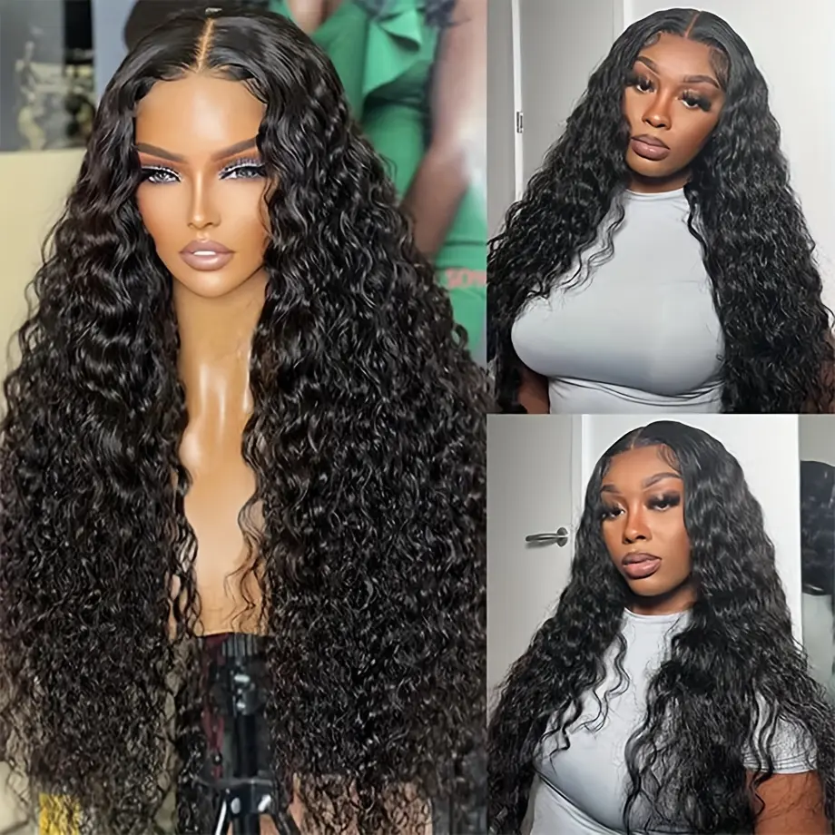 5X5 Water Wave Lace Closure Wigs Human Hair Upgraded Glueless Wig Wear And Go Glueless Wigs Human Hair Pre Plucked Pre Cut Ready to Wear Glueless HD Lace Front Wigs for Women 180% Density - Image 7