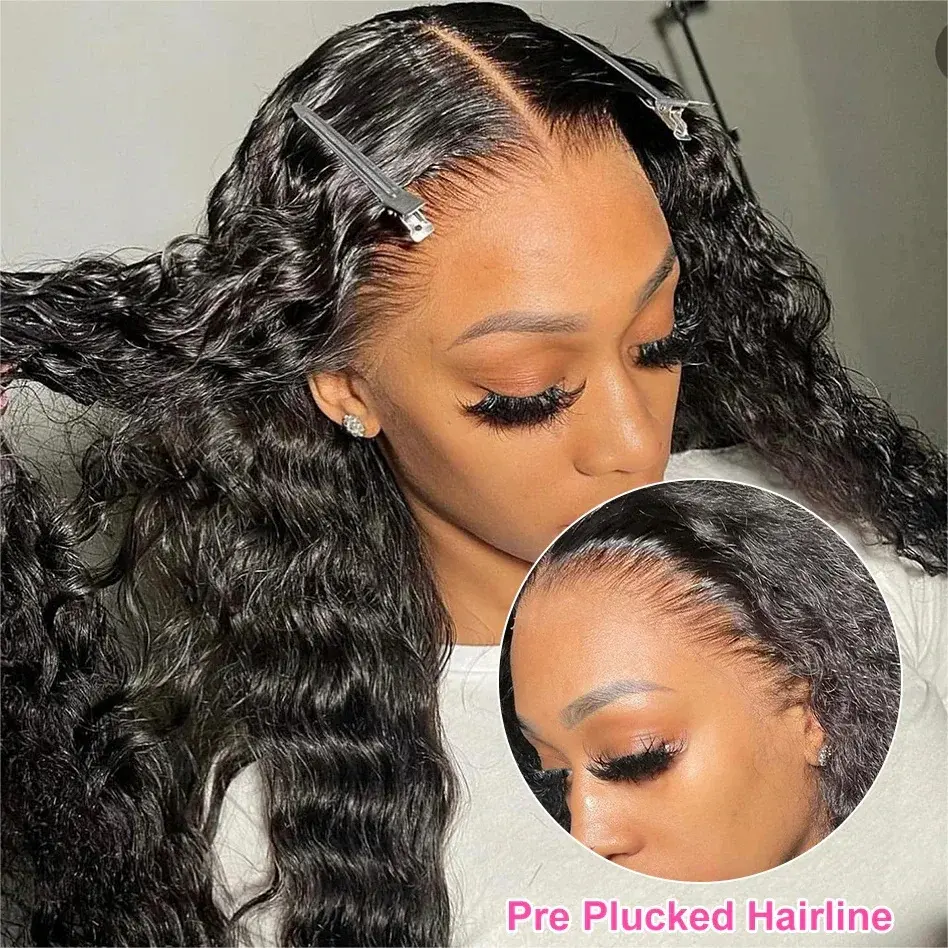 180 Density 13x6 Hd Lace Frontal Wigs Brazilian Deep Wave Curly Real Hair Wigs 13x4 Glueless Drawstring Deep Wave Wig For Black Women Preplucked - Image 3
