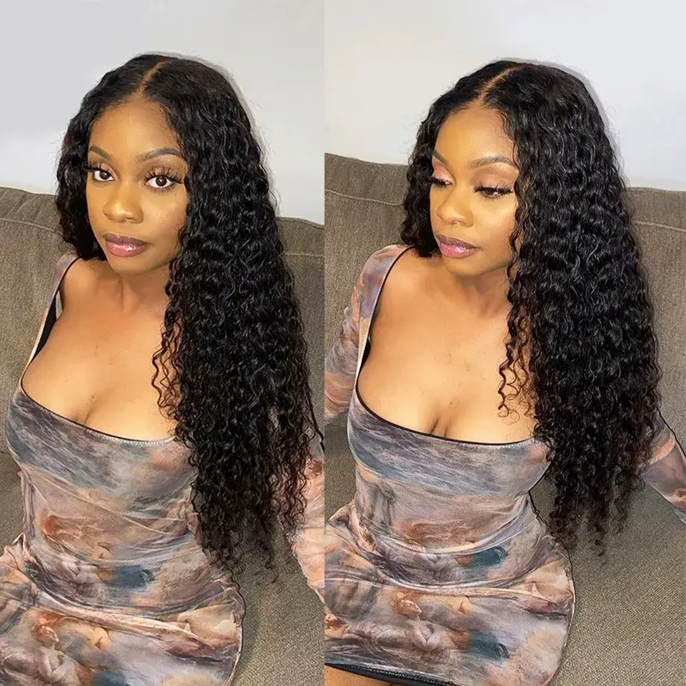 13x4 Lace Front Wigs Human Hair Wigs HD Transparent Deep Wave Pre Plucked Curly Lace Front Wigs 180% Density For Black Women - Image 4