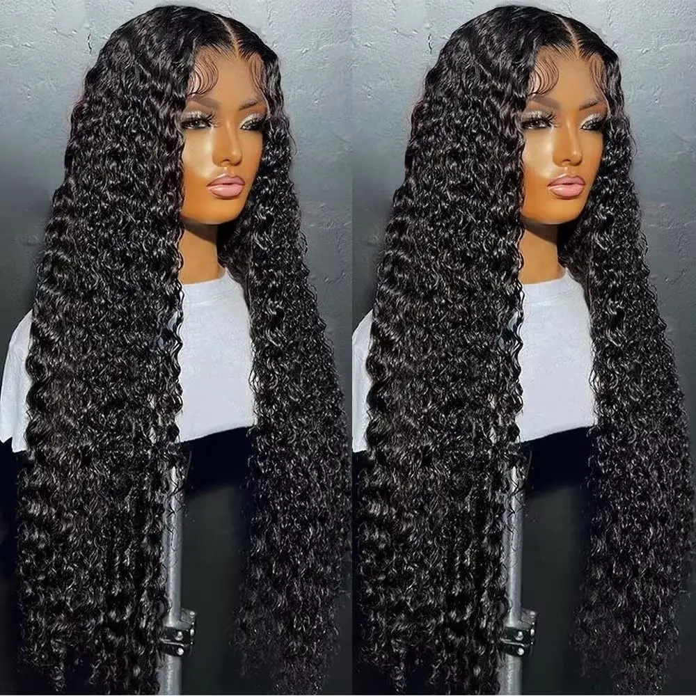 13x4 Lace Front Wigs Human Hair Wigs HD Transparent Deep Wave Pre Plucked Curly Lace Front Wigs 180% Density For Black Women - Image 5