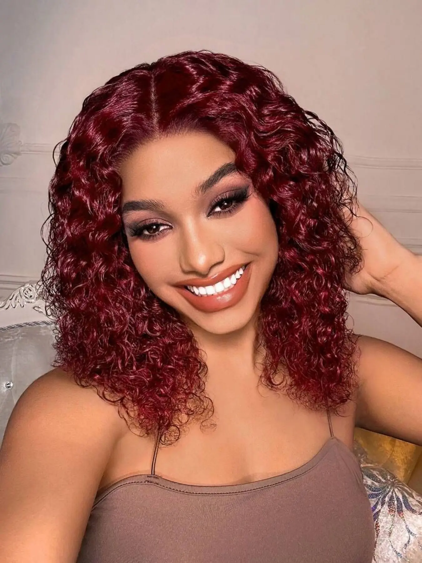 Deep Wave Glueless HD 5x5 Lace Frontal Wigs Human Hair Wigs Ready To Wear 99J Burgundy Curly Human Hair Wigs 5x5 Lace Closure Wig Brazilian Remy Hair Wig - Image 7