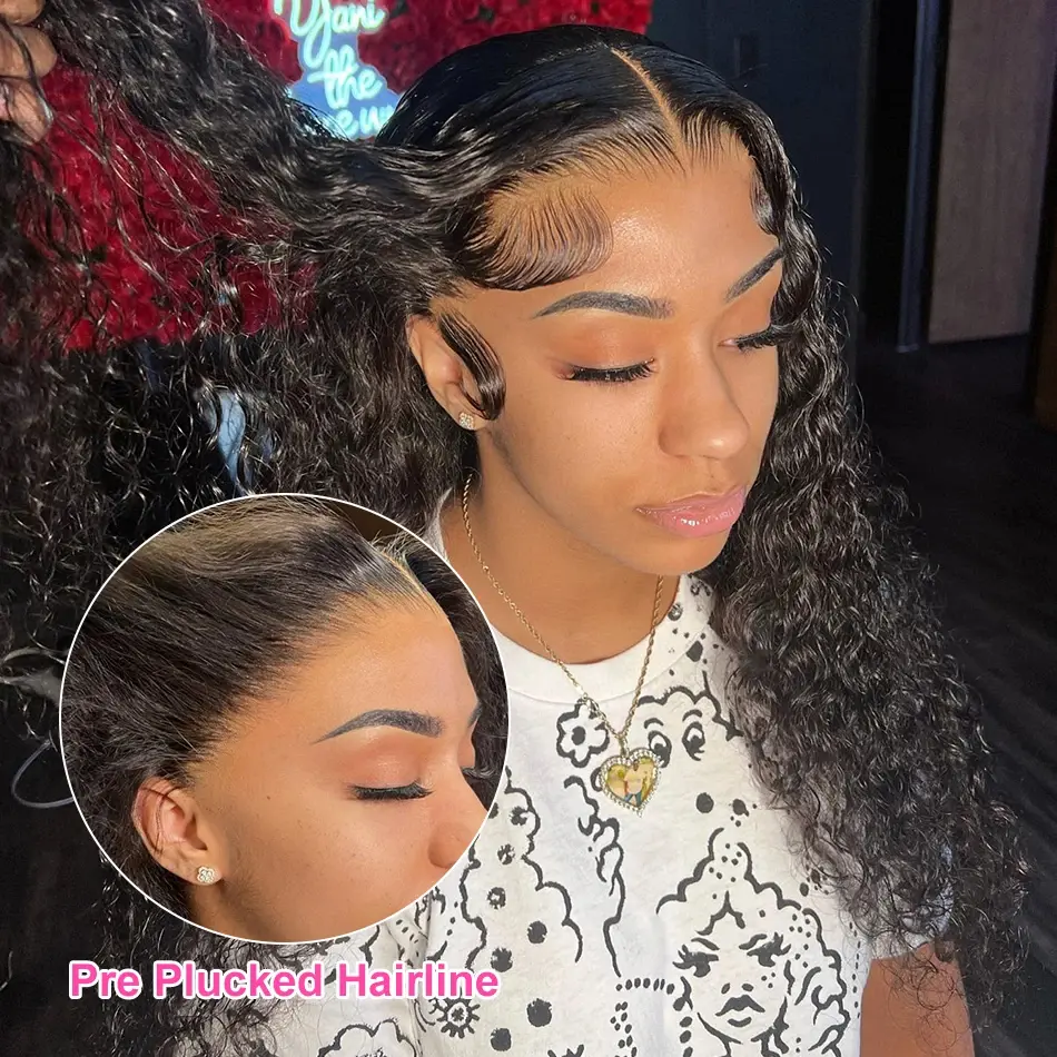 13x4 Lace Front Wigs Human Hair Wigs HD Transparent Deep Wave Pre Plucked Curly Lace Front Wigs 180% Density For Black Women - Image 7