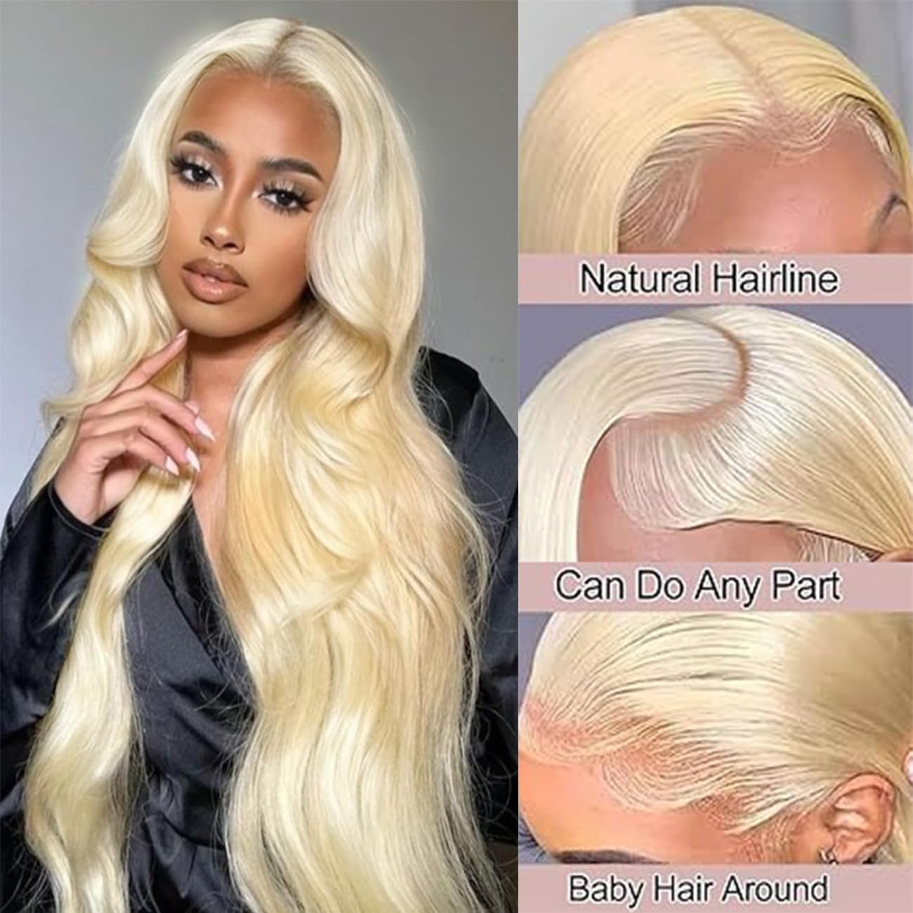 13X4 HD Lace Front Wigs Human Hair Wigs 613 Blonde Colored 180% Density HD Transparent Blonde Body Wave Lace Front Wigs Human Hair Pre Plucked 13x6 HD Lace Frontal Wig Glueless Wigs For Women