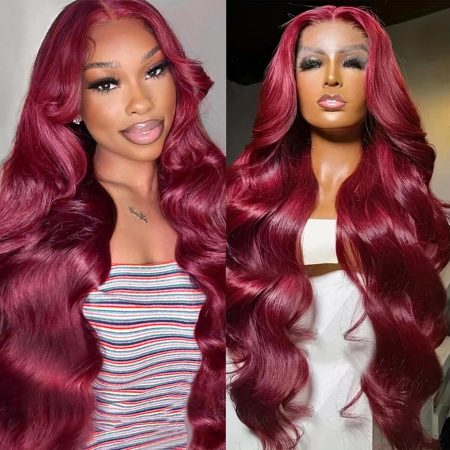 Burgundy 99j Lace Front Wigs Body Wave Human Hair 13x6 13x4 Burgundy Wig Human Hair 180% Density Brazilian Straight Human Hair Wigs for Women Pre Plucked with Baby Hair
