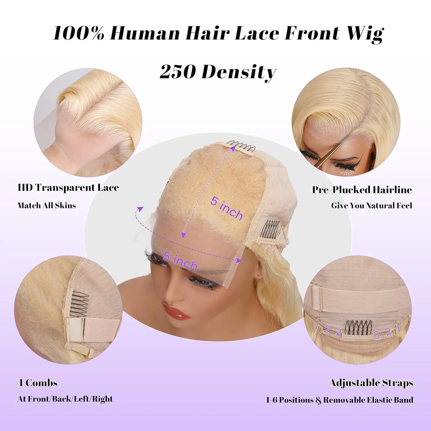 613 Blonde Body Wave 5x5 HD Transparent Lace Frontal Human Hair Wigs 180% Density Brazilian Hiar Straight Lace Front Human Hair Wigs - Image 6