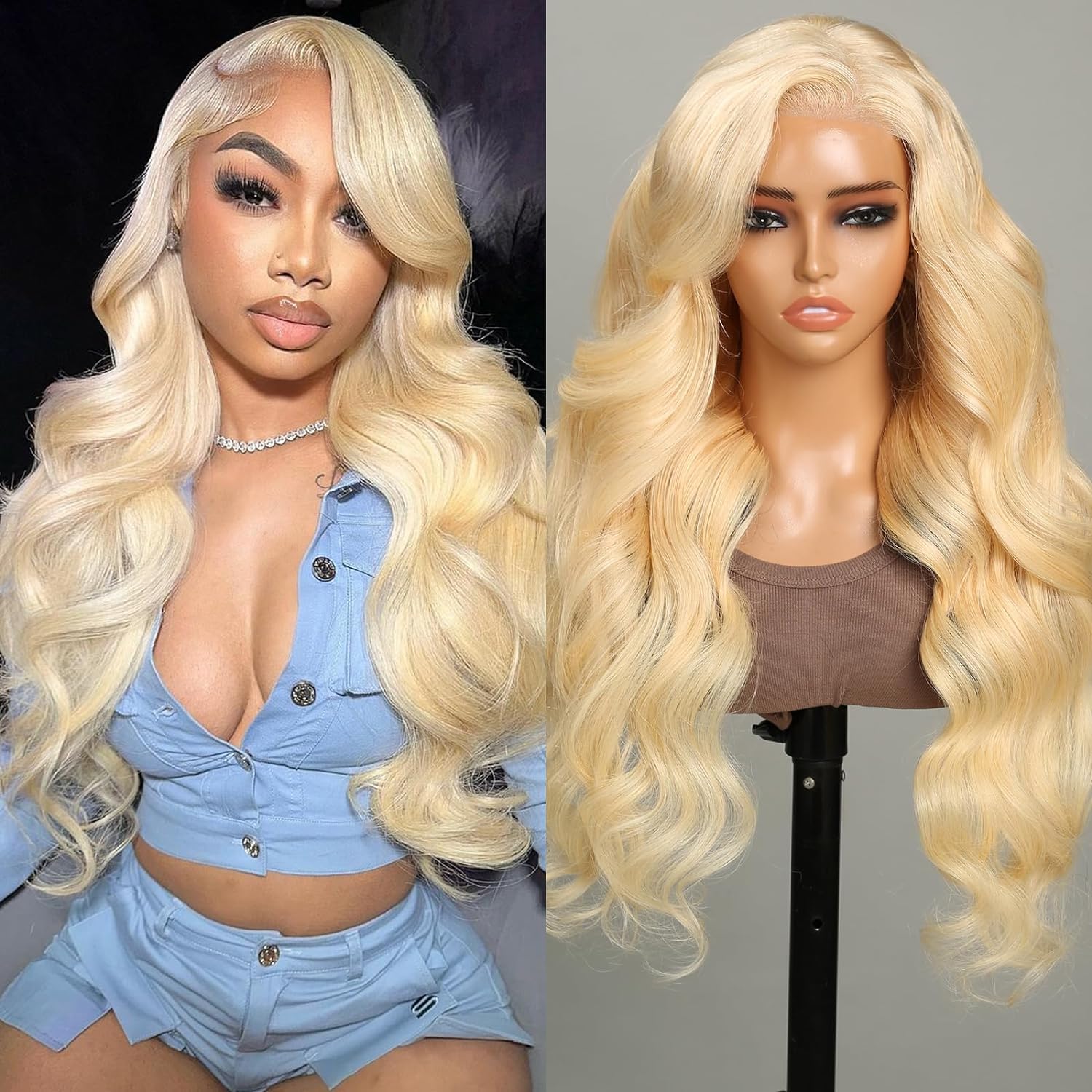 13X4 HD Lace Front Wigs Human Hair Wigs 613 Blonde Colored 180% Density HD Transparent Blonde Body Wave Lace Front Wigs Human Hair Pre Plucked 13x6 HD Lace Frontal Wig Glueless Wigs For Women - Image 5