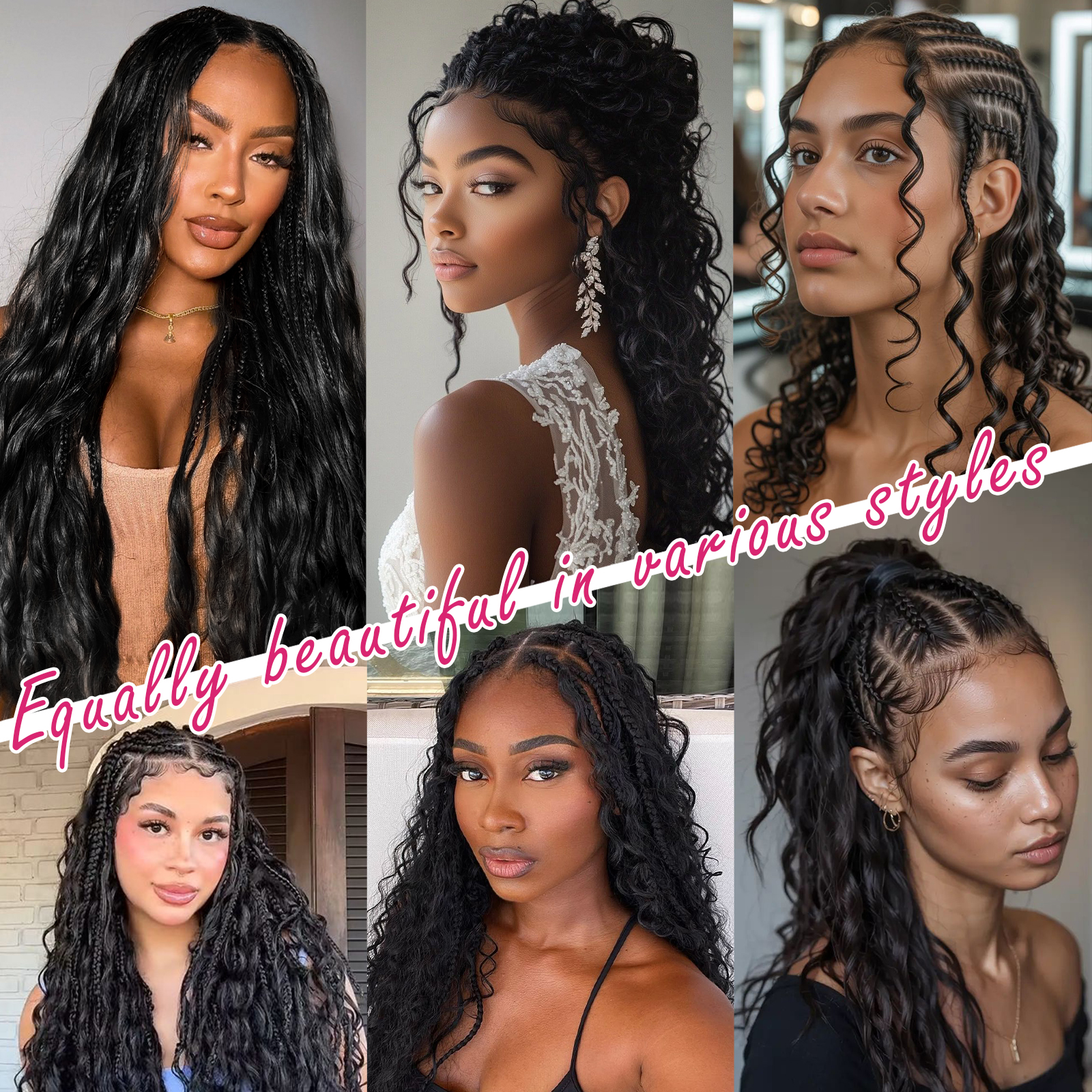Curly Feather Miracle Knots Crochet Human Hair Feeling Invisible Knotless Pre-Separated Deep Wave Crochet Hair Extensions 120g 6 WigsHumanHair