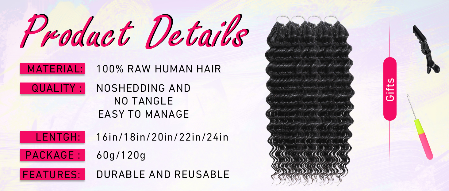 Curly Feather Miracle Knots Crochet Human Hair Feeling Invisible Knotless Pre-Separated Deep Wave Crochet Hair Extensions 120g 9 Wigshumanhair