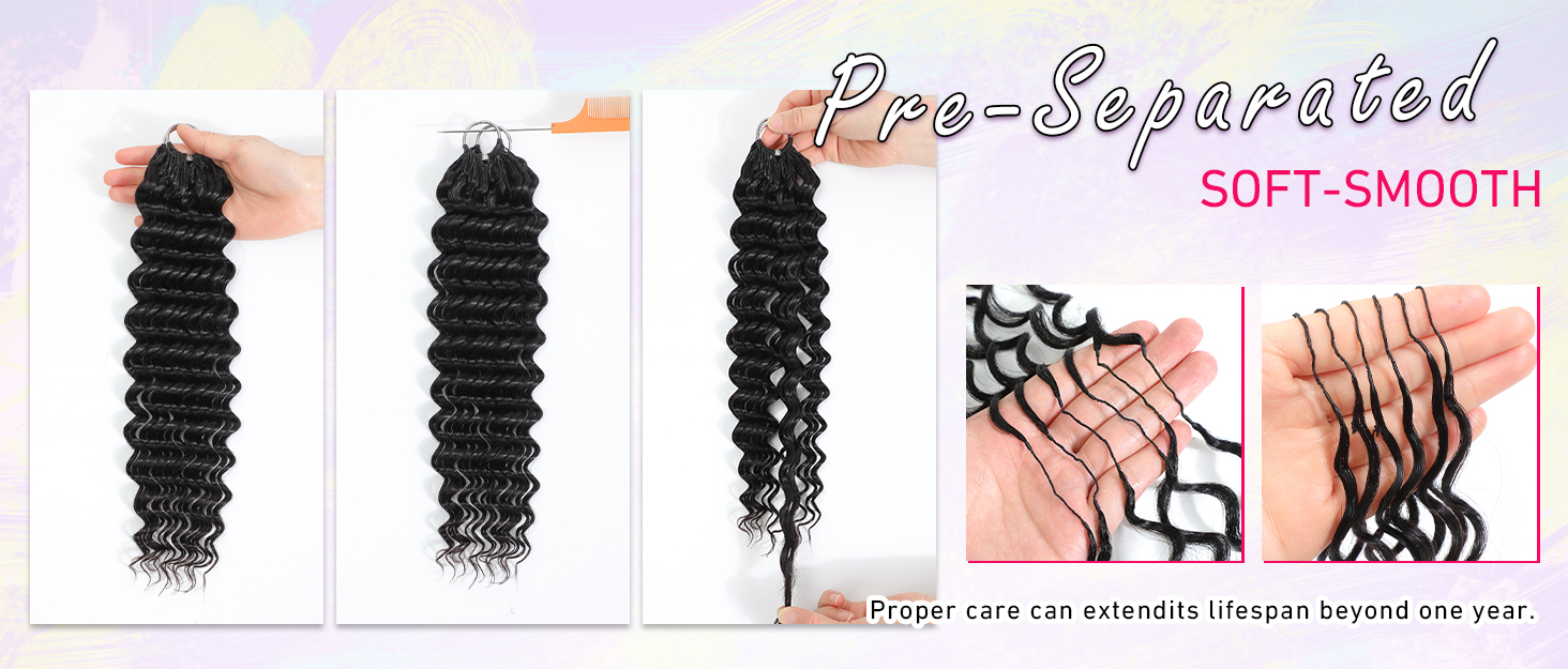Curly Feather Miracle Knots Crochet Human Hair Feeling Invisible Knotless Pre-Separated Deep Wave Crochet Hair Extensions 120g 11 Wigshumanhair