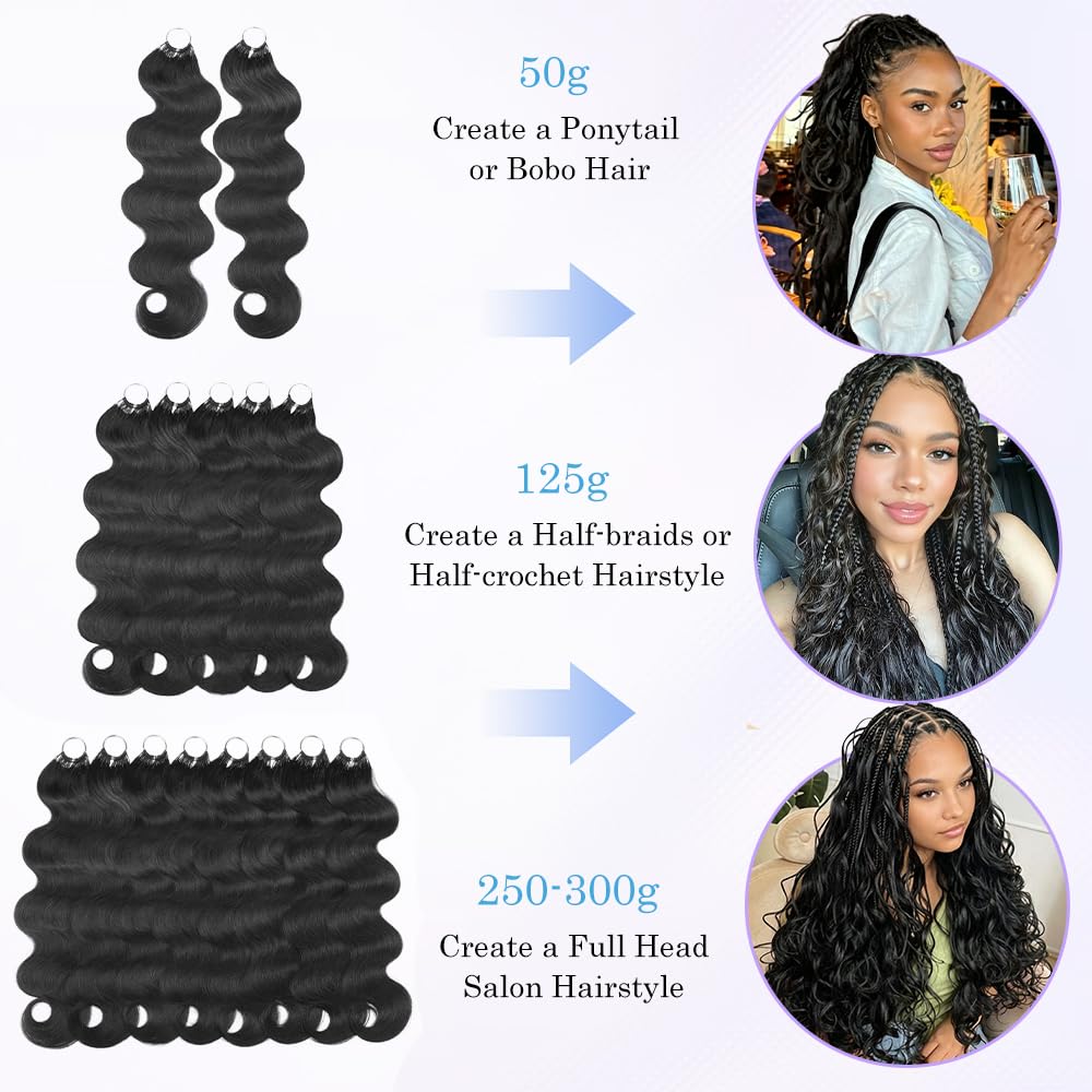 Crochet Human Hair Body Wave Miracle Crochet Knots 18 Inch 50g Human Crochet Hair for Black Women Lightweight Knotless Feather Crochet Human Hair Natural Black 2 Crochet Human Hair Body Wave Miracle Crochet Knots 18 Inch 50g Human Crochet Hair for Black Women Lightweight Knotless Feather Crochet Human Hair Natural Black - Image 2