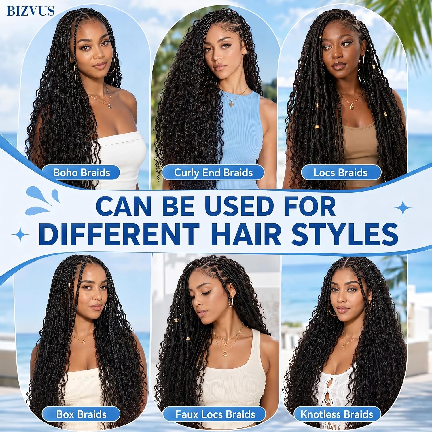 Human Braiding Hair for Boho Braids, Deep Wave Bulk Human Hair for Braiding, Wet and Wavy Curly Hair for Knotless Braids, Bohemian Braiding Hair 110g 3Bundles Natural Color #1B 18 Inch 6 WigsHumanHair