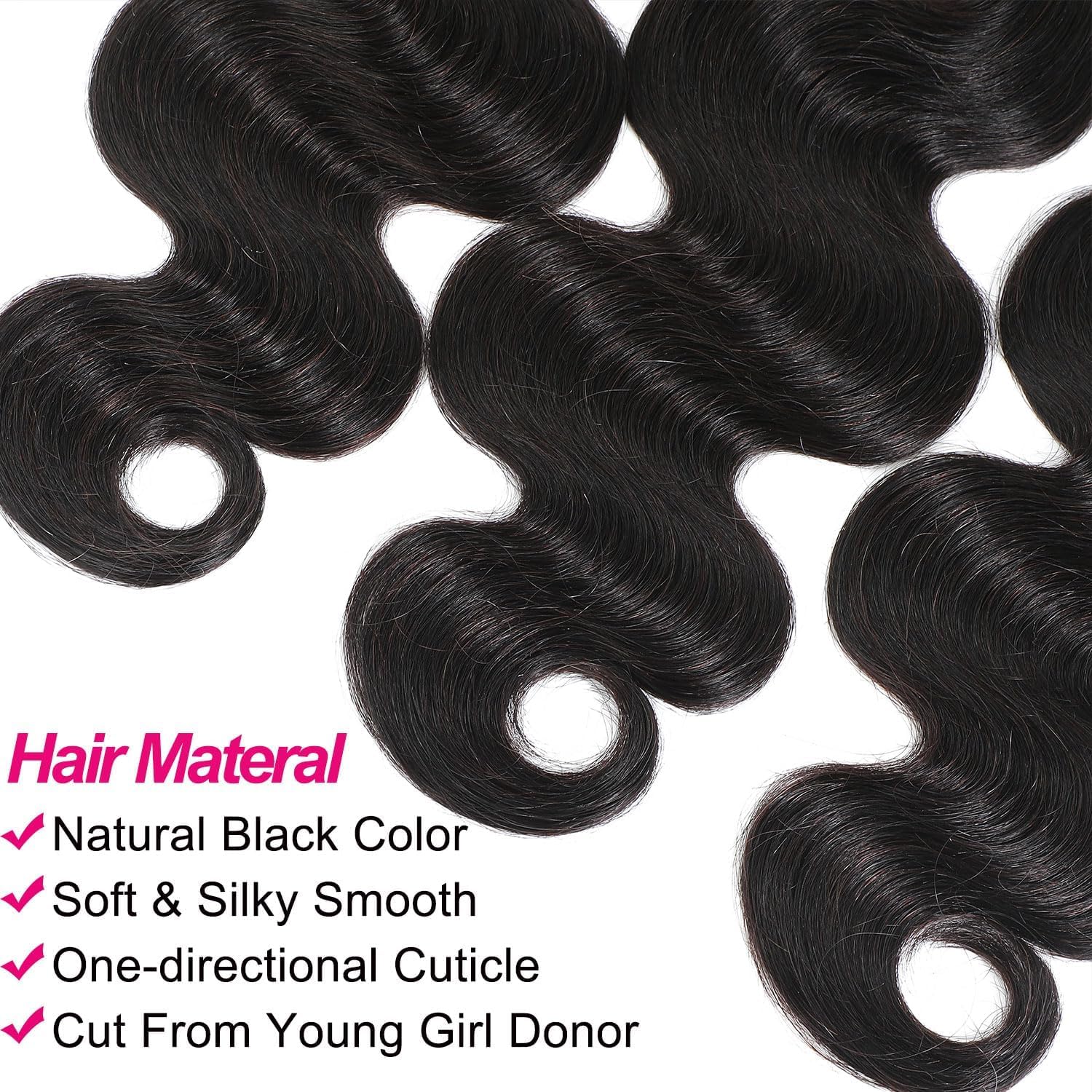 Human Hair Bundles 12 14 16 Inch 12A 100% Unprocessed Brazilian Virgin Hair Glossy Quick Weave Body Wave 3 Bundles Deals Natural Black Extensions 7 Human Hair Bundles 12 14 16 Inch 12A 100% Unprocessed Brazilian Virgin Hair Glossy Quick Weave Body Wave 3 Bundles Deals Natural Black Extensions - Image 7
