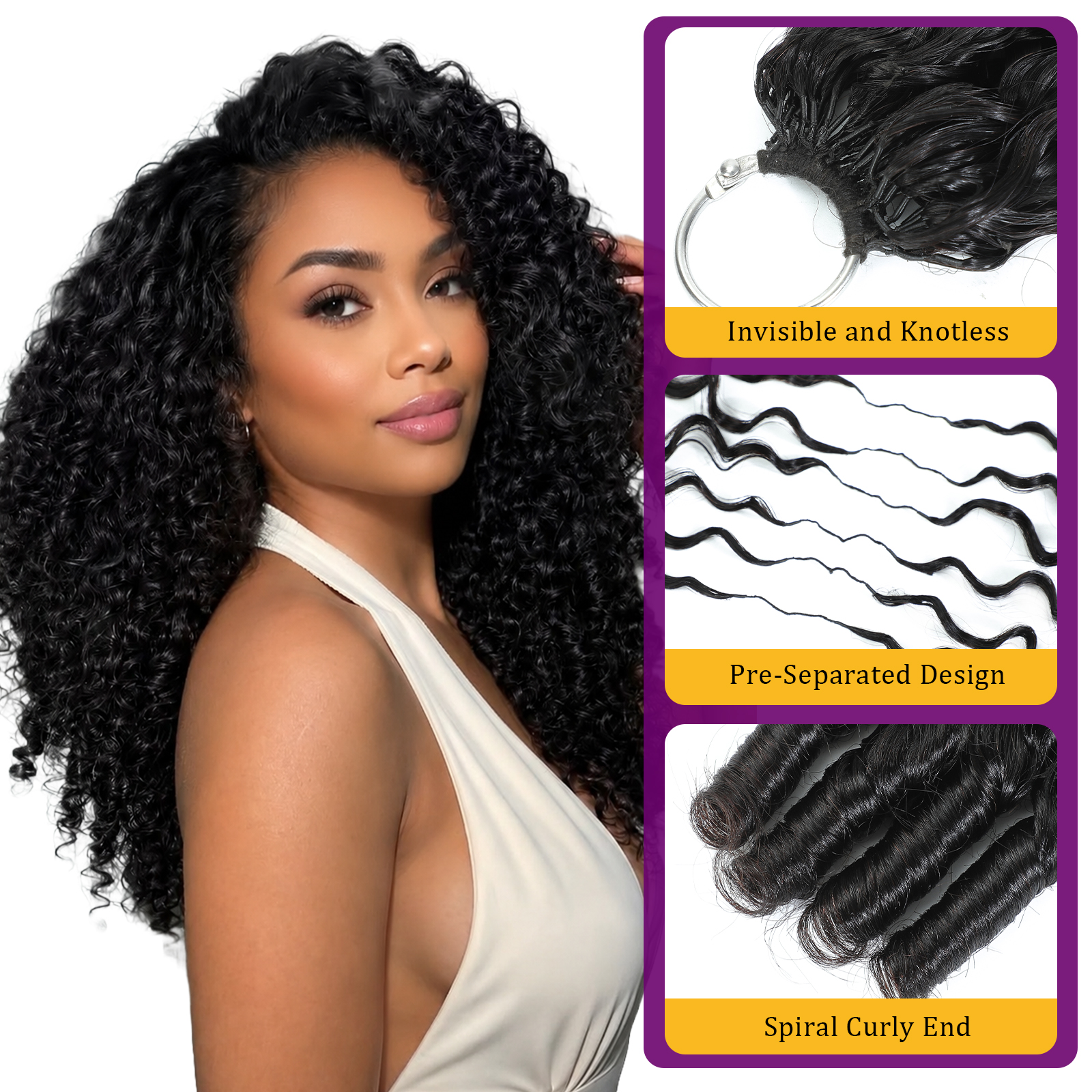 Burmese Curly Crochet Human Hair 18 Inch 120g Human Crochet Hair for Black Women Miracle Knots Hair Pre-Separated 2 WigsHumanHair