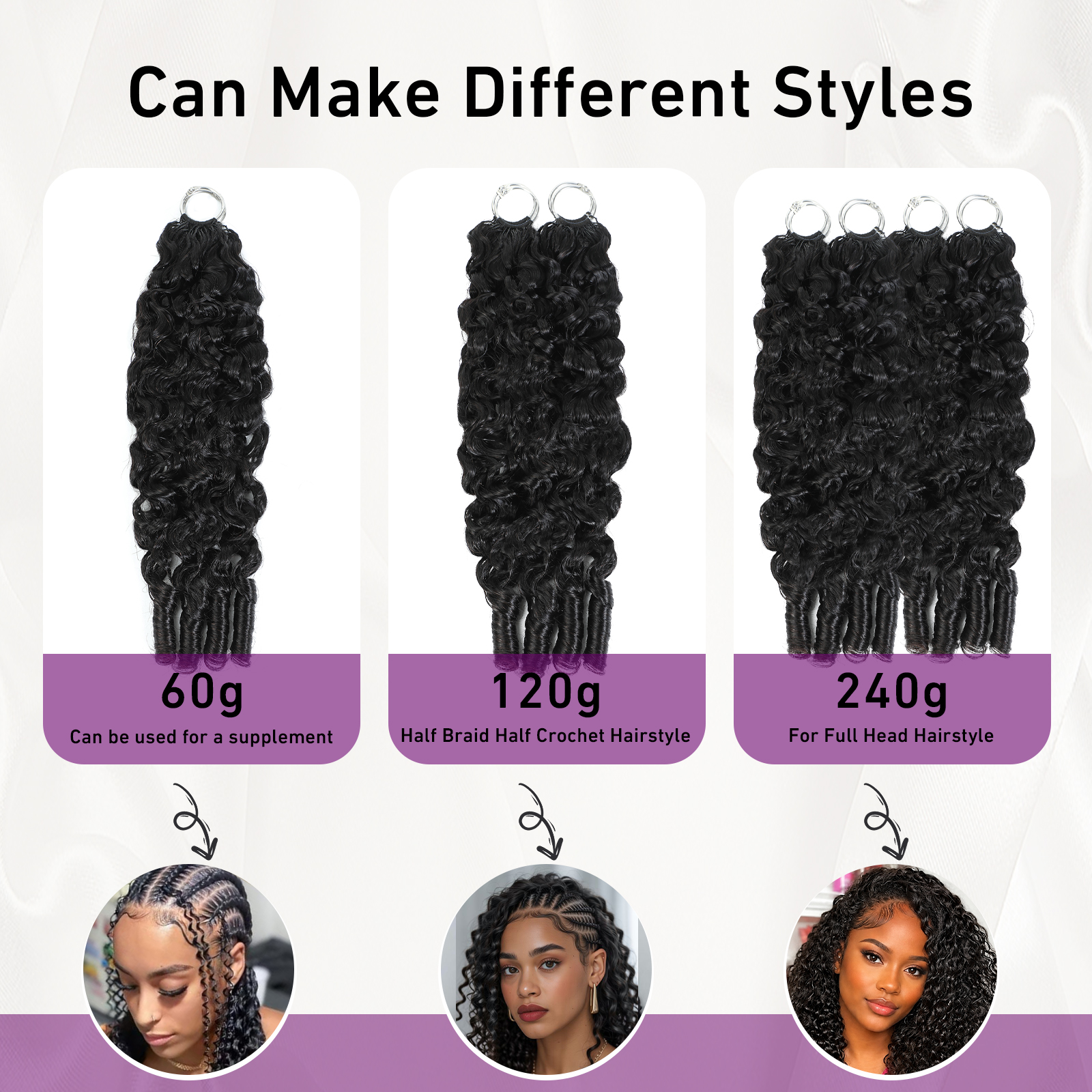 Burmese Curly Crochet Human Hair 18 Inch 120g Human Crochet Hair for Black Women Miracle Knots Hair Pre-Separated 5 WigsHumanHair